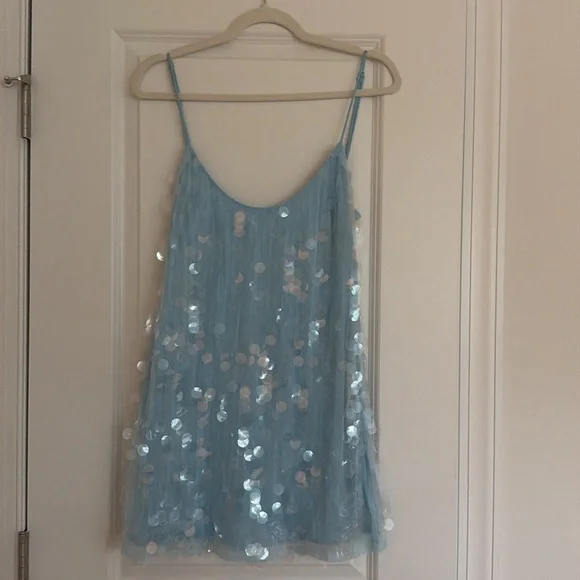 SNDYS Blue Sequin Slip Dress - Picture 4 of 5